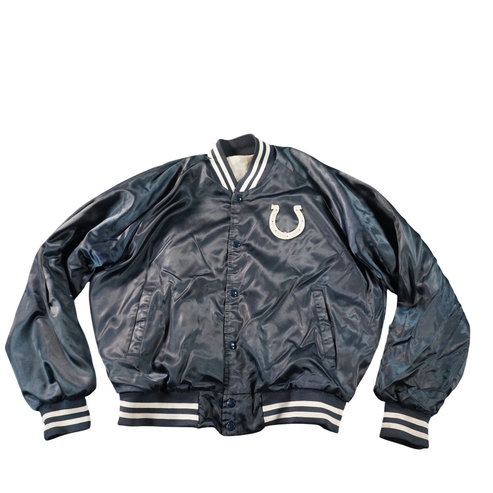 Vintage Chalk Line Indianapolis Colts Varsity Jacket Mens Medium Navy Satin 80s
